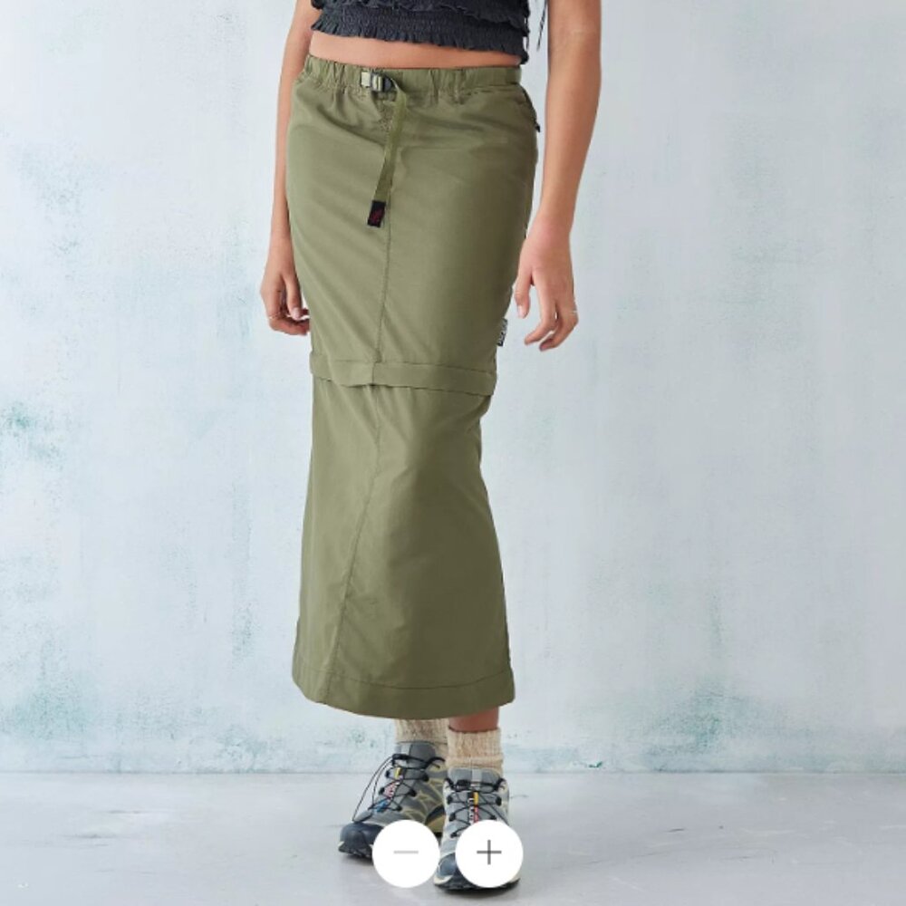 Gramicci Convertible Micro Ripstop Cargo Zip Off Small Midi EUC Army Olive Green